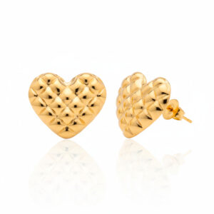 Pendientes Acero Dorado Corazón Capitone