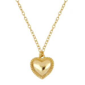 Collar Plata Dorada Corazón Biselado