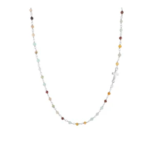 Collar Plata Rosario Cruz Multicolor