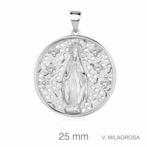 Medalla Plata Virgen Milagrosa  25mm