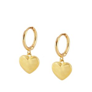 Pendientes Plata Dorada Aro con Corazón