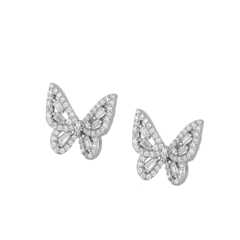 Pendientes Plata Mariposa Brillante
