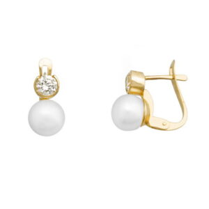 Pendientes Oro Amarillo 18k Chatón y Perla