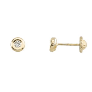 Pendientes Rosca Oro 18k Donut Circonita 2mm