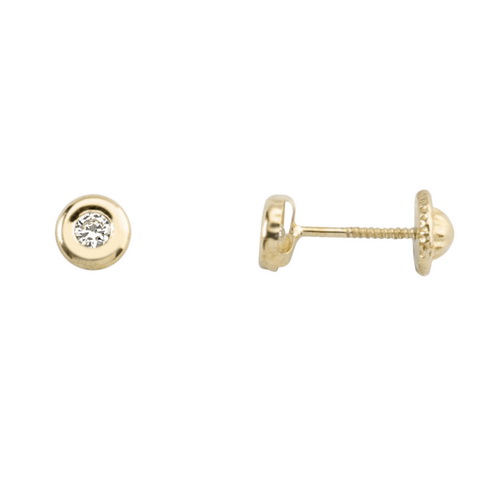 Pendientes Rosca Oro 18k Donut Circonita 2mm
