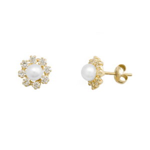 Pendientes Oro Amarillo 18k Margarita Perla