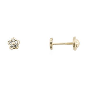Pendientes Rosca Oro 18k Margarita 10 Circonitas
