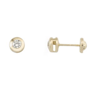 Pendientes Rosca Oro 18k Chatón Circonita 3mm