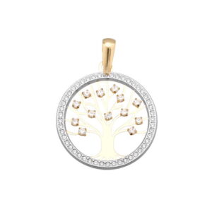 Colgante Árbol en Oro de 18k Circonitas 18mm