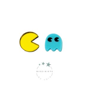 Pendientes Mini Pacman y Ghost Turquesa