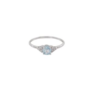Anillo Oro Blanco Diamantes y Topacio Azul 0,9 cts