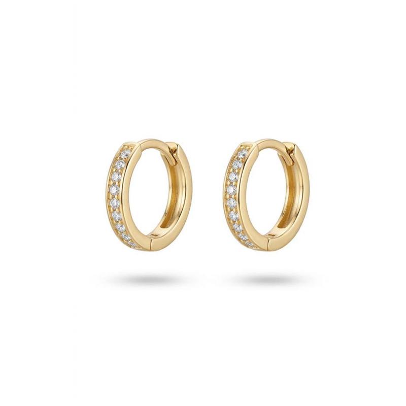 Pendientes Aro Oro Amarillo 18k con Circonitas