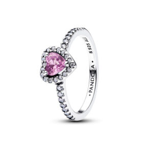 Anillo Corazón Elevado Lila Plata de Ley 198421C12