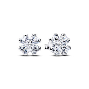 Pendientes de Botón Trébol de la Suerte Brillante Plata de Ley 294500C01