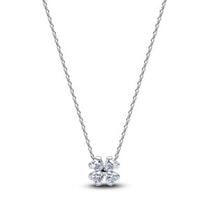Collar Trébol de la Suerte Brillante Plata de Ley 394502C01