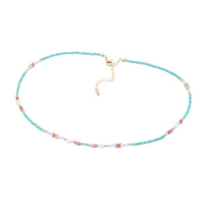 Collar Bronce Minerales Multicolor y Perlas