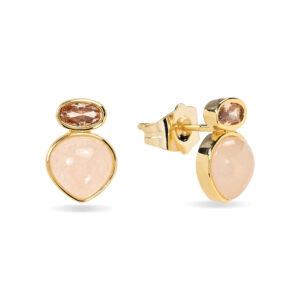Pendientes Bronce Aris Aventurina Rosa y Circonita