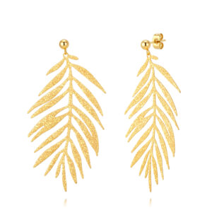 Pendientes Acero Dorado Hoja de Palma