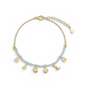 Pulsera Plata Dorada Piedras y letras Abuela