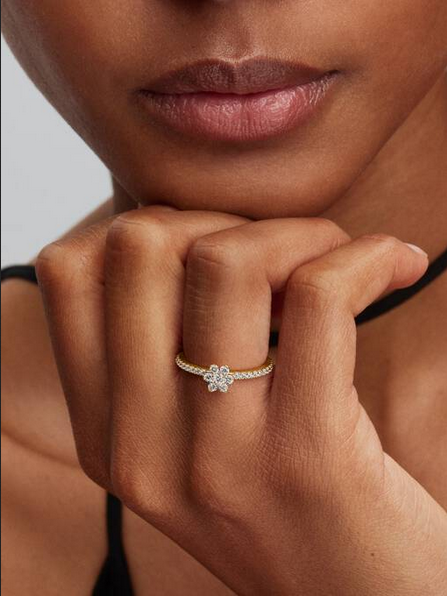 Anillo Flor Brillante Recubrimiento en Oro de 14k 164499C01 - Imagen 2