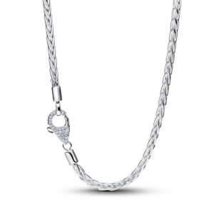 Collar Cadena de Espiga con Cierre en Pave Plata de Ley 394463C01