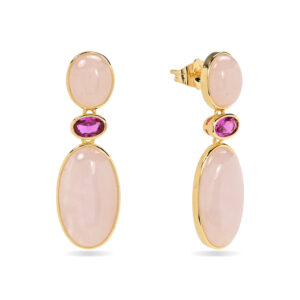 Pendientes Bronce Torcal Mineral Cuarzo Rosa