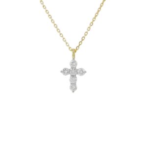 Gargantilla Oro Amarillo 18k Cruz Diamantes