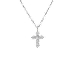 Gargantilla Oro Blanco 18k Cruz Diamantes