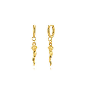 Pendientes Acero Dorado Aro Guindilla de la Suerte