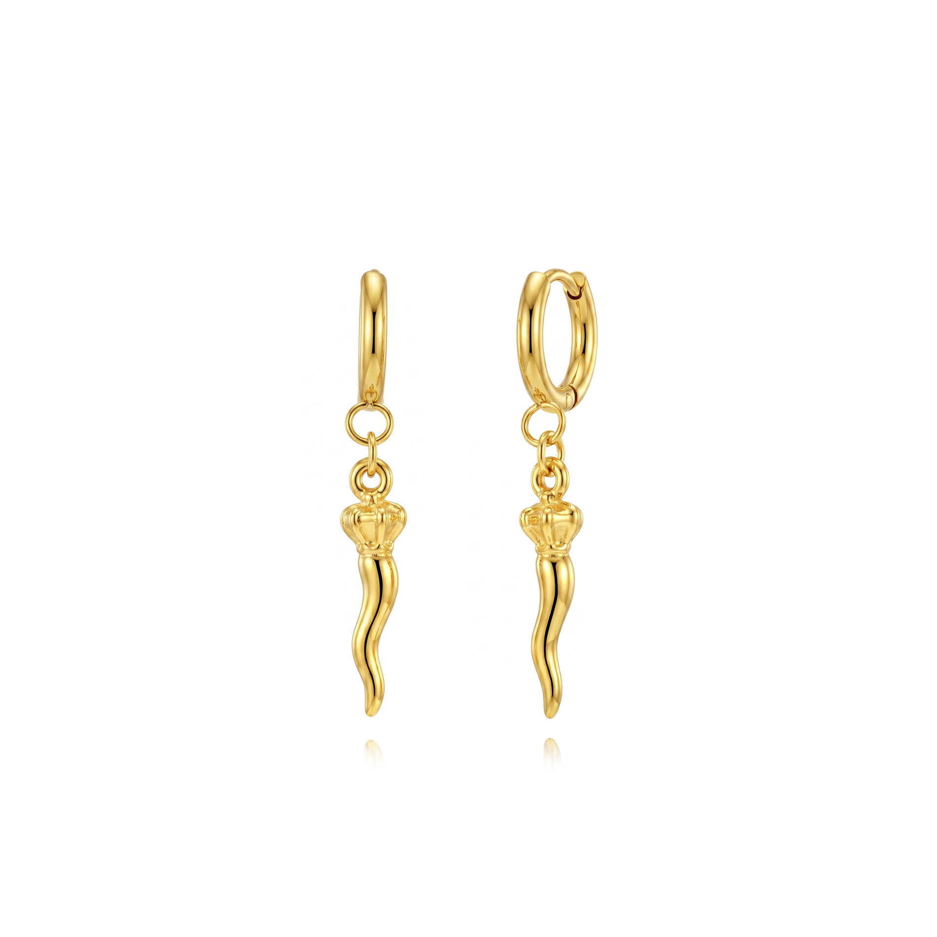 Pendientes Acero Dorado Aro Guindilla de la Suerte