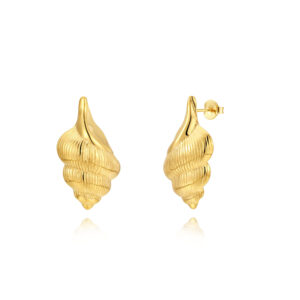 Pendientes Acero Dorado Caracola Marina