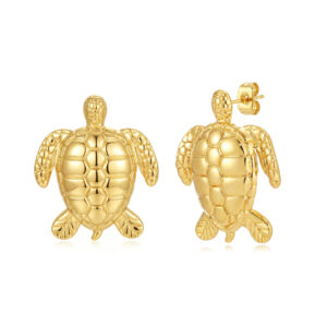 Pendientes Acero Dorado Tortuga Marina