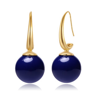 Pendientes Acero Dorado Gancho Bola Lapislazuli
