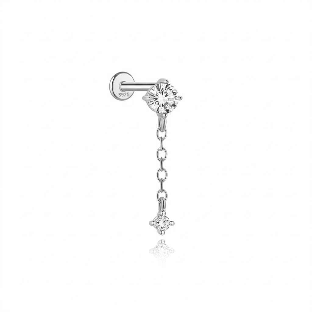Piercing Plata Circonita Cadena y Circonita