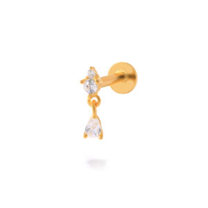 Piercing Plata Dorada Circonita y Gota