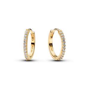 Pendientes de Aro Mini Brillantes Recubrimiento en Oro de 14k 264649C01