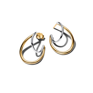 Pendientes de Aro Doble Forma Organica en Dos Tonos PLata de ley Y Recubrimiento en Oro de 14k 264657C00