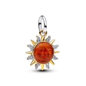 Charm Colgante Sol Remolino en Dos Tonos Plata de primera ley, Recubrimiento en oro de 14k 764703C01