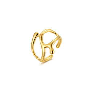 Anillo Ajustable Acero Dorado Corales
