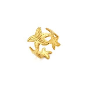 Anillo Ajustable Acero Dorado Estrellas de Mar