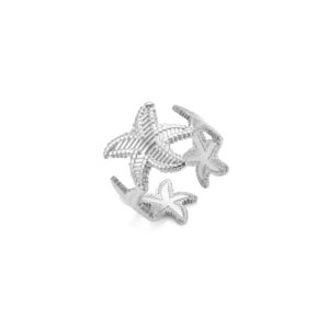 Anillo Ajustable Acero  Estrellas de Mar