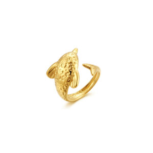 Anillo Ajustable Abierto  Acero Dorado Delfín