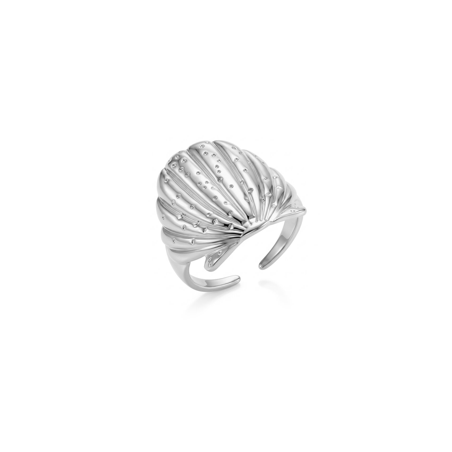 Anillo Ajustable Abierto Acero Concha