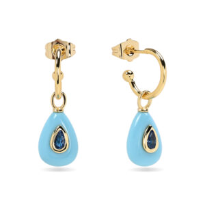 Pendientes  Semi Aro Bronce y Gota Turquesa