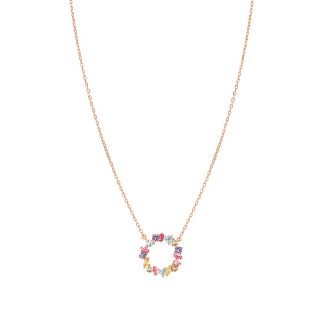 Collar Colour Wave Círculo piedras de colores Plata de Ley Baño Oro Rosa 149884 063 - Imagen 2