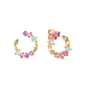 Pendientes de aro Colour Wave piedras de colores Oro Rosa 149888 063