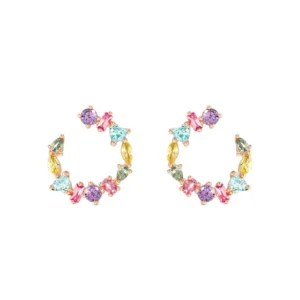 Pendientes de Aro Colour Wave Piedras de Colores Plata de Ley