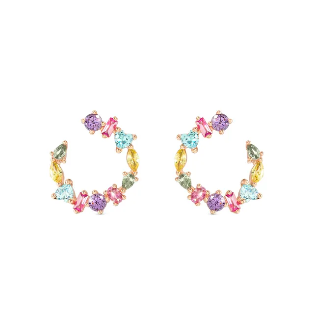 Pendientes de Aro Colour Wave Piedras de Colores Plata de Ley