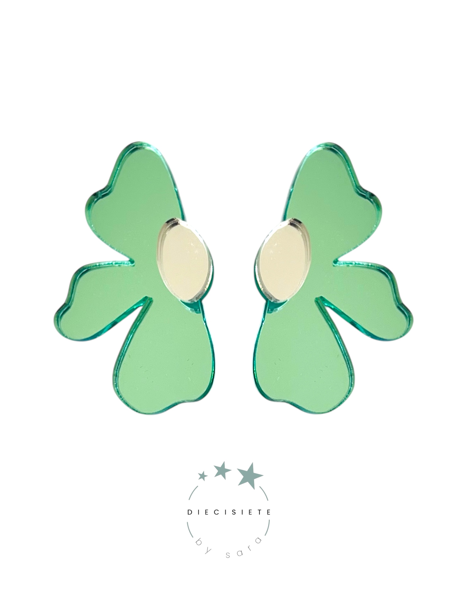 Pendientes Flor Hawai Verde Agua