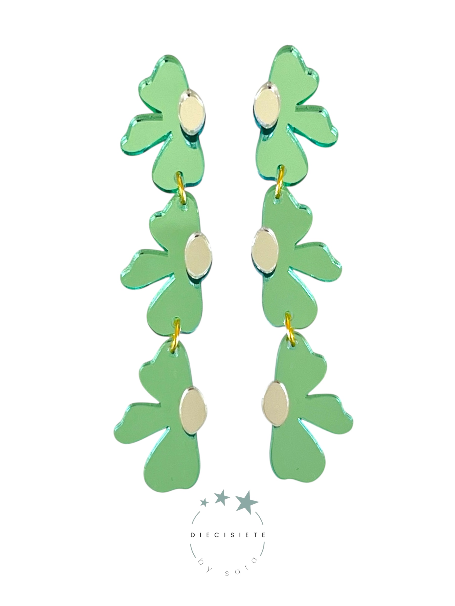 Pendientes Flores Hawaianas Verdes